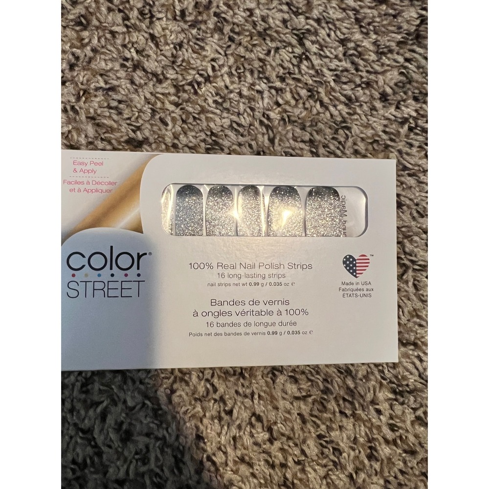 Color Street Underground Magic Silver Holographic Glitter Nail Polish Strips NEW